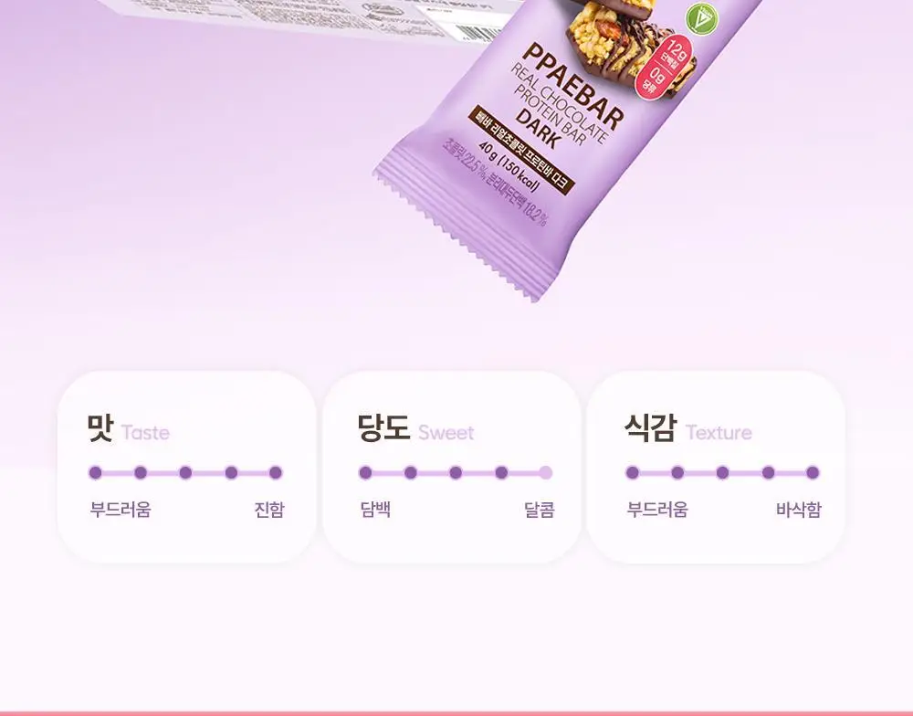 [NEW그릭요거트/1위 프로틴바] 빼바 리얼초콜릿 프로틴바 40g 9개입 4종 1택(다크/화이트/쿠키앤크림/그릭요거트) 상세페이지 11